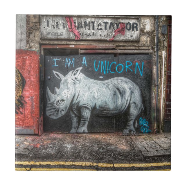 Carreau Je suis une licorne, graffiti de Shoreditch (Devant)
