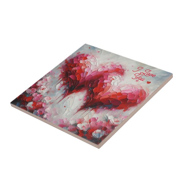Carreau Je T'Aime Deux Coeurs Abstraits Peindre Valentine (Côté)