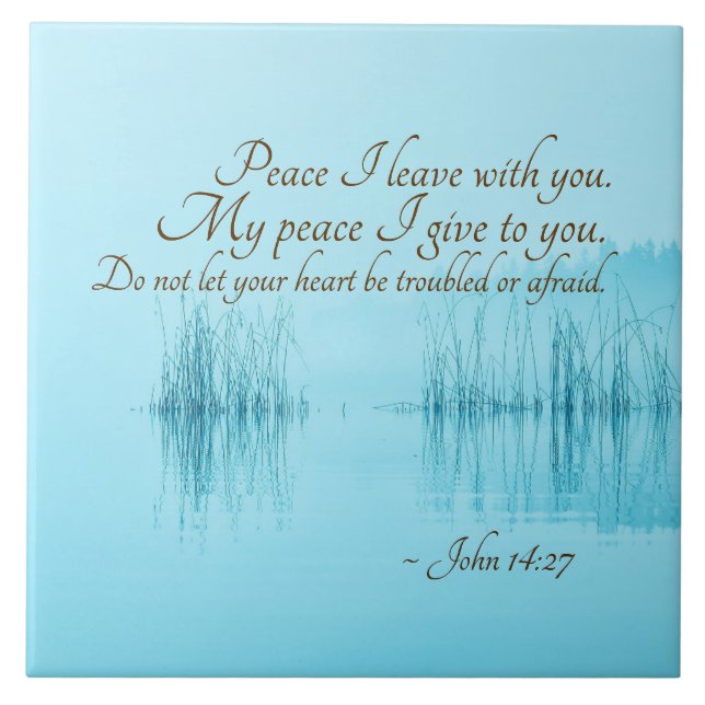 Carreau Jean 14:27 "Paix je pars avec toi" Bible Verse (Devant)