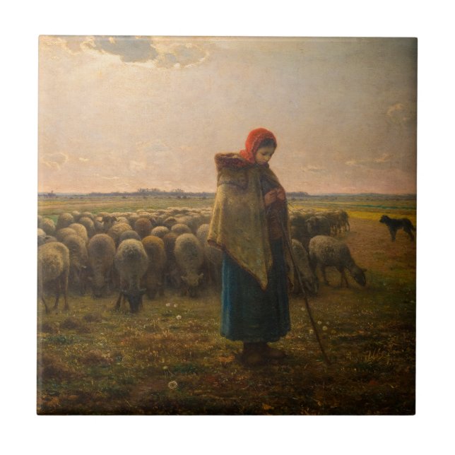 Carreau Jean-Francois Millet - Berger et troupeau 1863 (Devant)