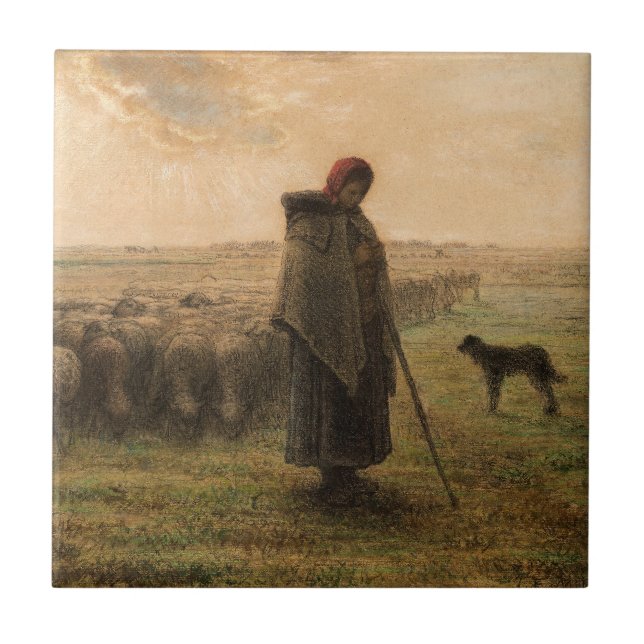 Carreau Jean-Francois Millet - Berger et troupeau 1865 (Devant)