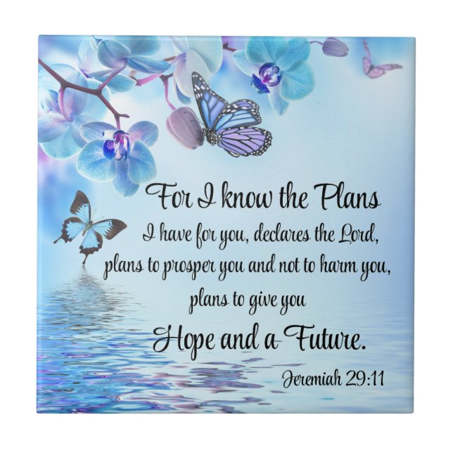 Carreau Jeremiah 29:11 Tropical Orchids Butterfly Bible (Devant)