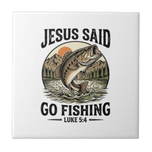 Carreau Jésus a dit allez pêcher Vintage Bass Chrétien