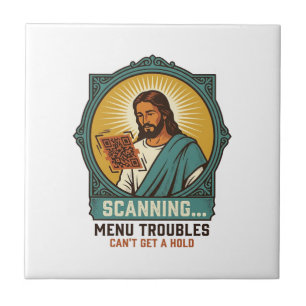 Carreau Jésus Code QR flou ne scannera pas Menu Humour Tec