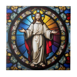 Carreau Jésus en vitrail