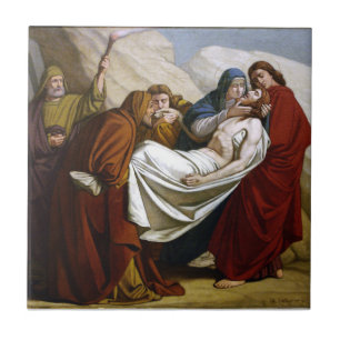 Carreau Jésus est étendu dans les stations de tombe de la
