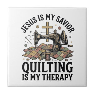 Carreau Jésus est mon Sauveur le Quilting est ma Thérapie