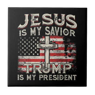 Carreau Jésus Est Mon Sauveur Trump Est Mon Président Amér