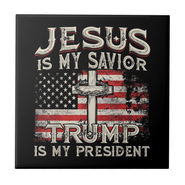 Carreau Jésus Est Mon Sauveur Trump Est Mon Président Amér (Devant)