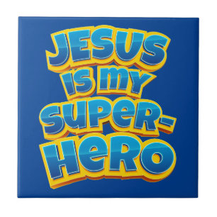 Carreau Jésus est mon super-héros Enfants et Foi chrétienn