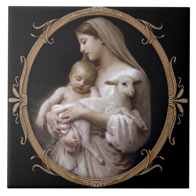 CARREAU JÉSUS, MARY ET L'AGNEAU (Devant)