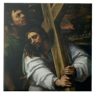 Carreau Jésus portant la croix, c.1535 (huile sur le