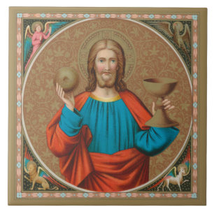 Carreau Jésus qui maintient l'Eucharistie (SNV 050)