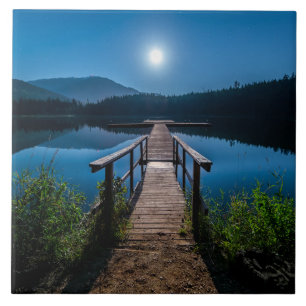 Carreau Jetée de nuit sous une Pleine lune