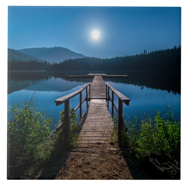 Carreau Jetée de nuit sous une Pleine lune (Devant)