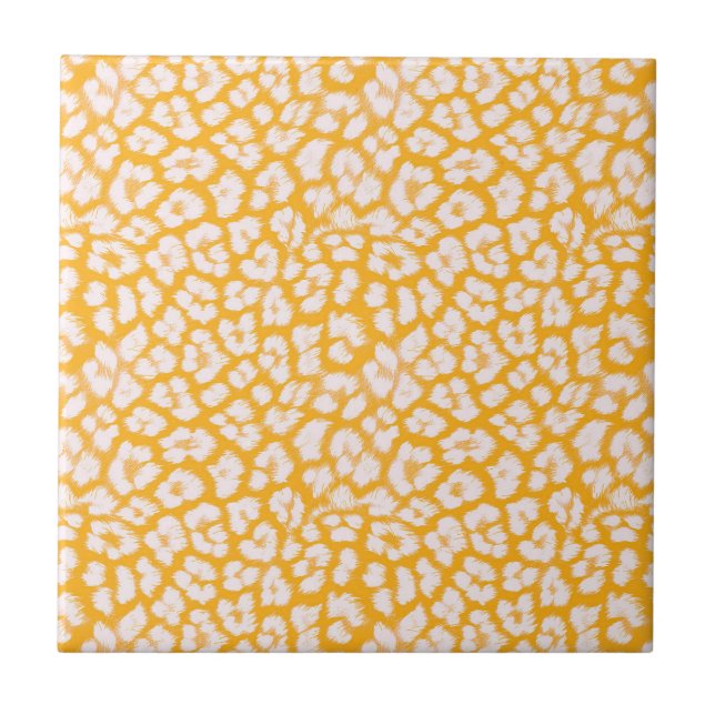 Carreau Jeu d'oreiller blanc jaune abstrait empreinte de l (Devant)