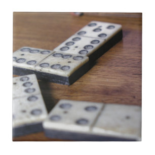 Carreau Jeu vintage en bois de dominos de domino de