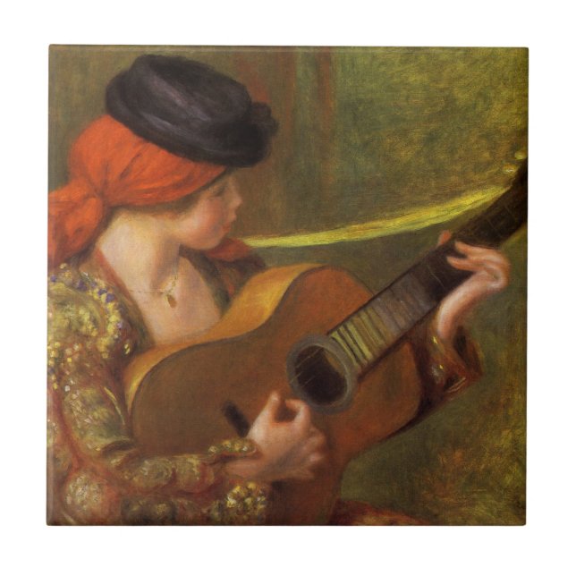Carreau Jeune Espagnole avec guitare par Pierre Renoir (Devant)