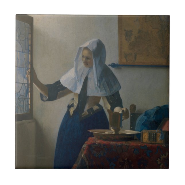 Carreau Jeune Femme Avec Un Pancarte D'Eau - Puzzle D'Art (Devant)