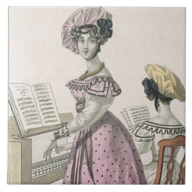 Carreau Jeune femme dans une robe rose d'organdi (Devant)