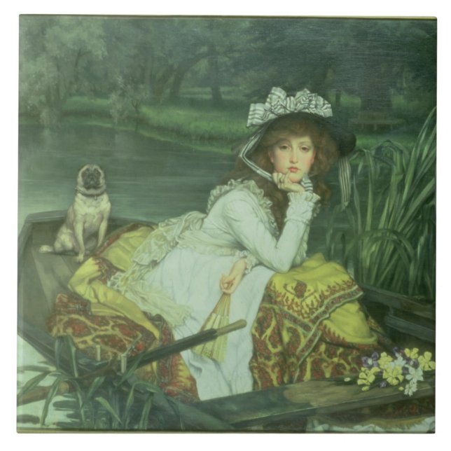 Carreau Jeune femme de James Tissot | dans un bateau, ou (Devant)