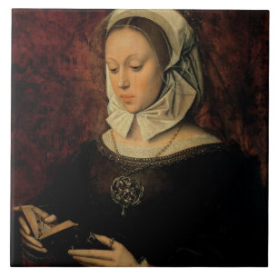 Carreau Jeune femme lisant un livre des heures (huile sur