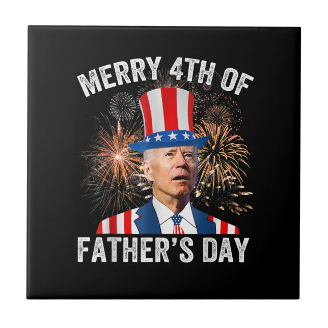 Carreau Joe Biden Joyeux 4ème De Fête des pères Drôle 4ème (Devant)