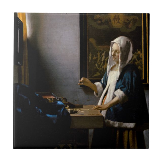 Carreau Johannes Vermeer - Femme tenant un équilibre (Devant)