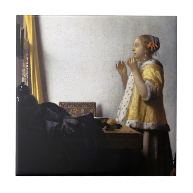 Carreau Johannes Vermeer - Jeune femme avec collier perle (Devant)