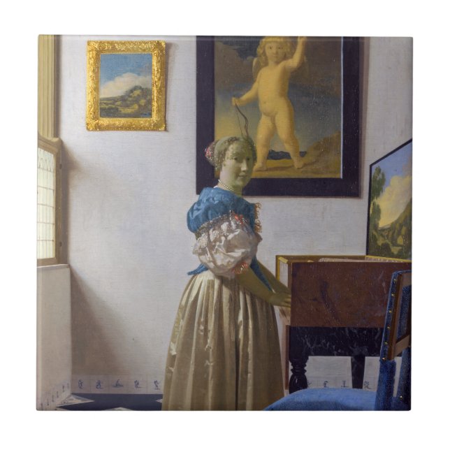 Carreau Johannes Vermeer - Lady debout dans une virginale (Devant)