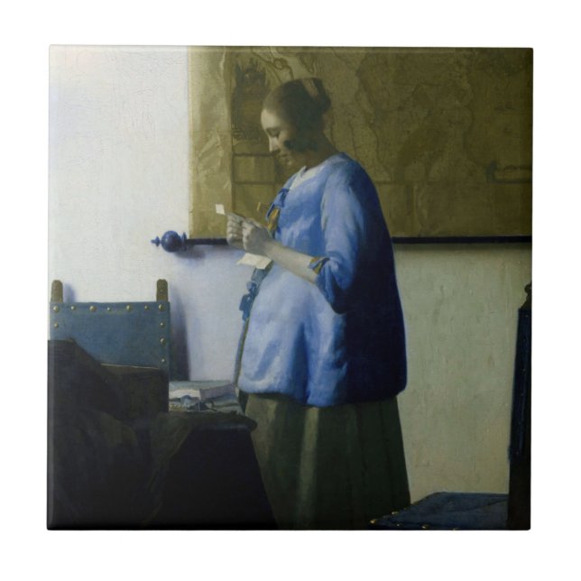 Carreau Johannes Vermeer - Une femme en bleu lisant une le (Devant)