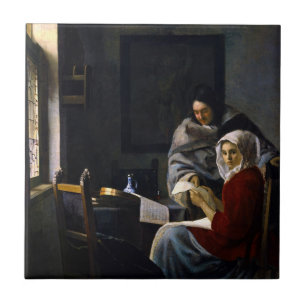 Carreau Johannes Vermeer - Une fille interrompue à sa musi