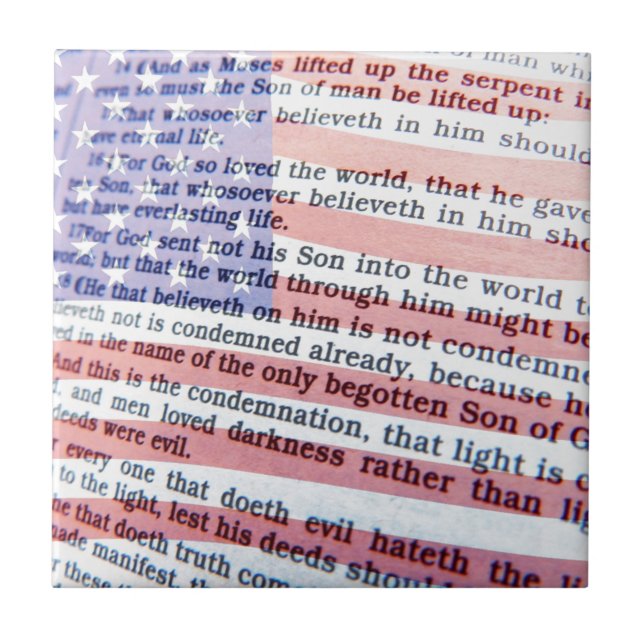 Carreau John 3:16 et drapeau américain Carrelage (Devant)