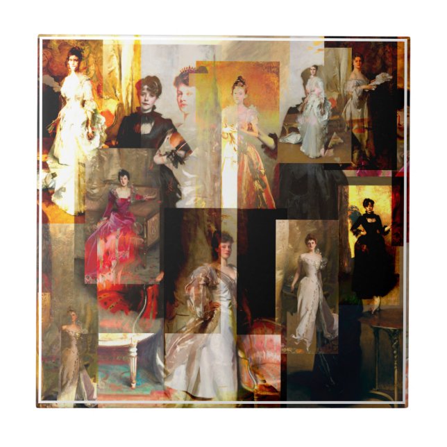 Carreau John Singer Sargent Portrait Collage rouge et noir (Devant)