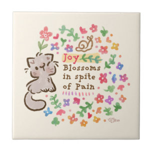 Carreau Joie fleurit malgré la douleur - Pebble le chaton
