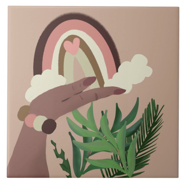 Carreau Joli arc-en-ciel naturel verdure Mains Feminine (Devant)