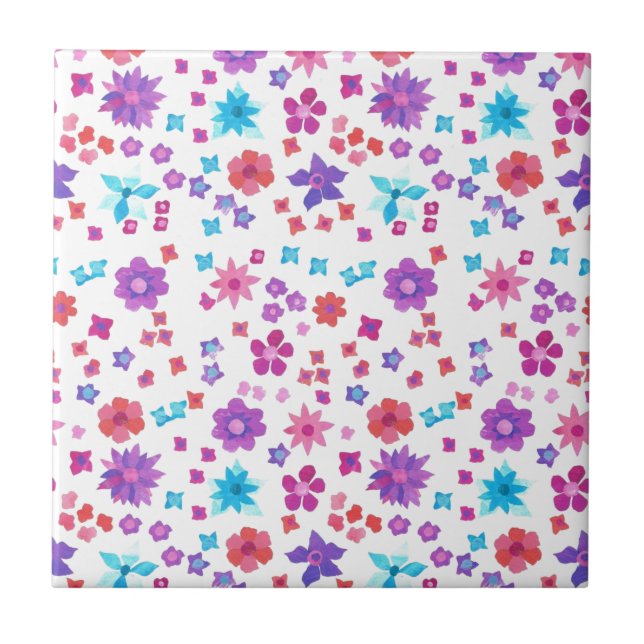 Carreau Joli Carrelage en céramique à fleurs hippy (Devant)