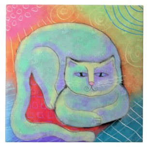 Carreau Joli chat blanc peinture Abstraite