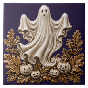 Carreau Joli fantôme d'Halloween et citrouilles Jack O Lan