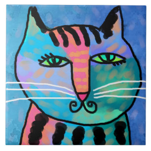 Carreau Joli garçon Abstrait peinture de chat