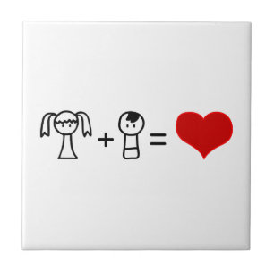 Carreau Joli garçon et fille amour doodé
