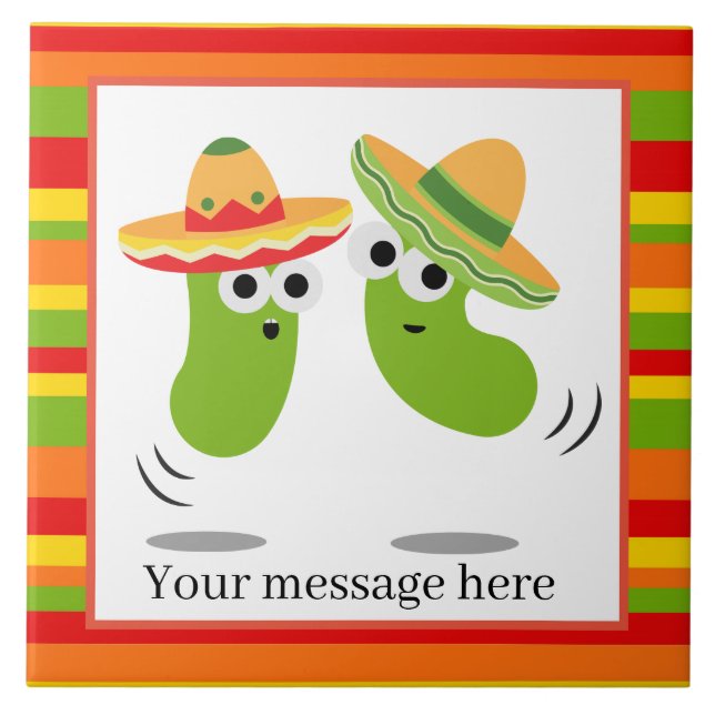 Carreau Joli haricot mexicain de saut ajouter message déco (Devant)