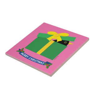 Carreau Joli merle sortant d'une boîte-cadeau