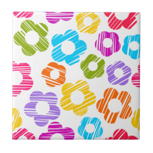 Carreau Joli motif floral fleuri coloré girly joyeux