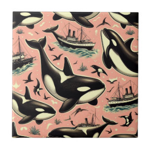 Carreau Joli Motif Orca Vintage