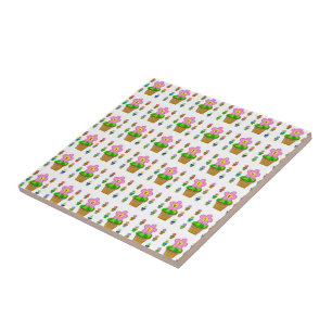 Carreau Joli motif répétitif de fleurs en pot Rosy Posy