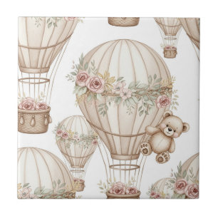 Carreau Joli ours en peluche montgolfière motif neutre 3
