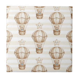 Carreau Joli ours en peluche montgolfière motif neutre 5