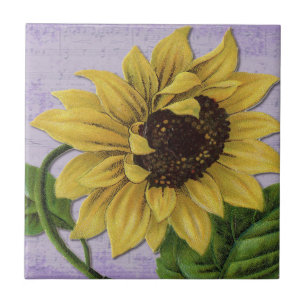 Carreau Joli tournesol sur la musique de feuille
