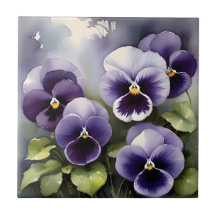 Carreau Joli vernis violet aquarelle peinture